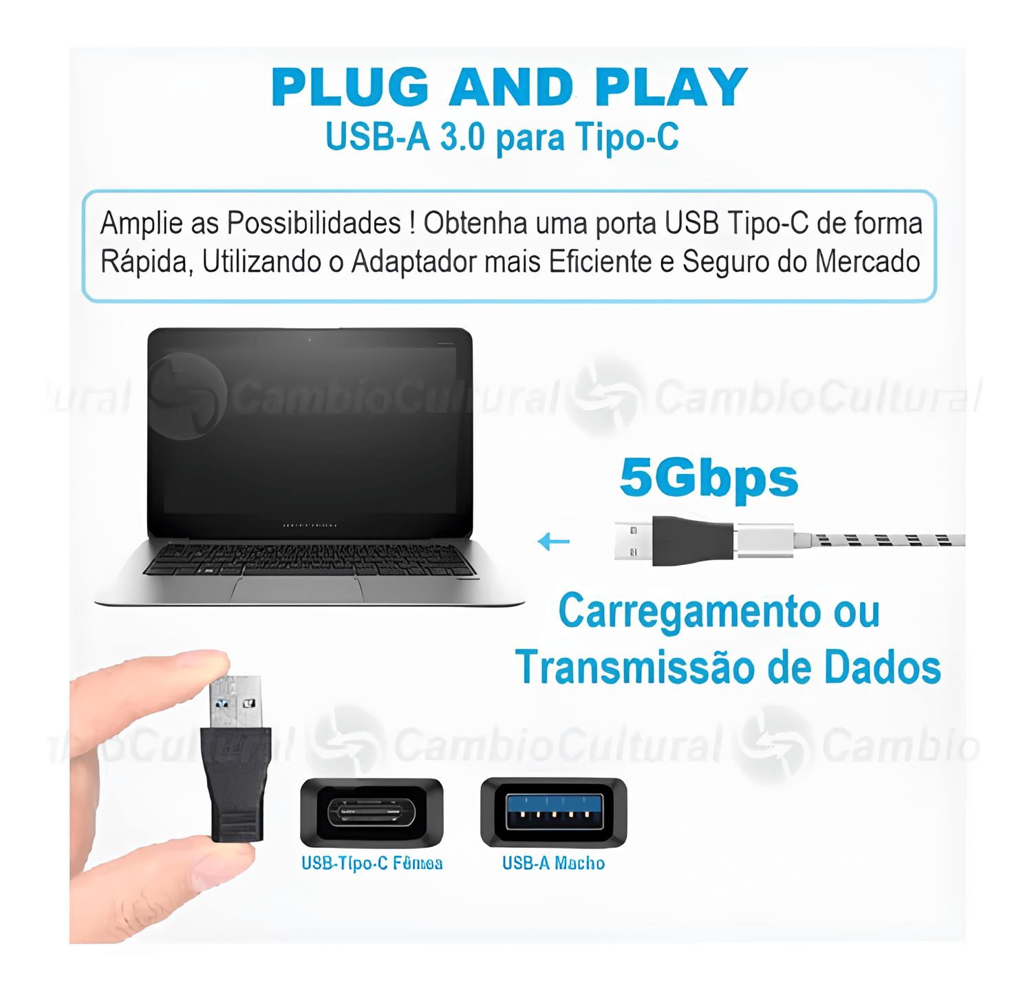 ADAPTADOR USB 3.0 MACHO P/USB TIPO C FEMEA PRETO 0030142