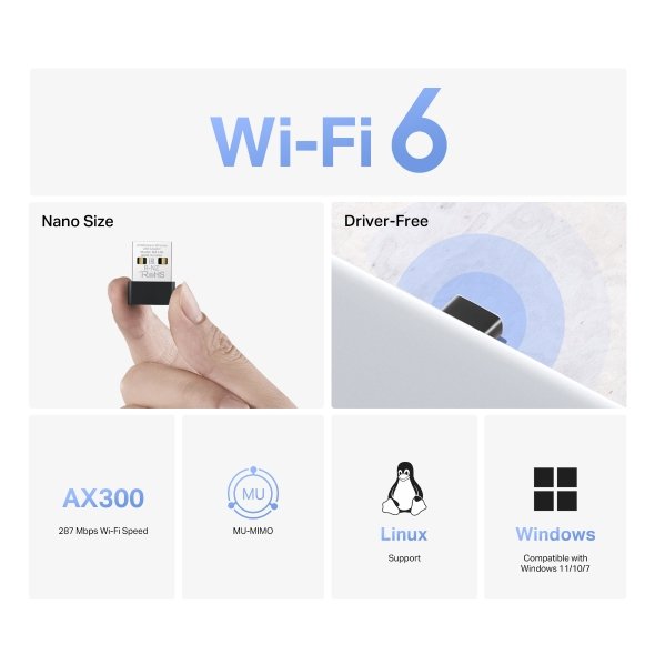 Adaptador Wireless USB Nano MA14N-EU AX300 Wi-Fi 6 Adaptador Wireless USB Nano MA14N-EU AX300 Wi-Fi 6