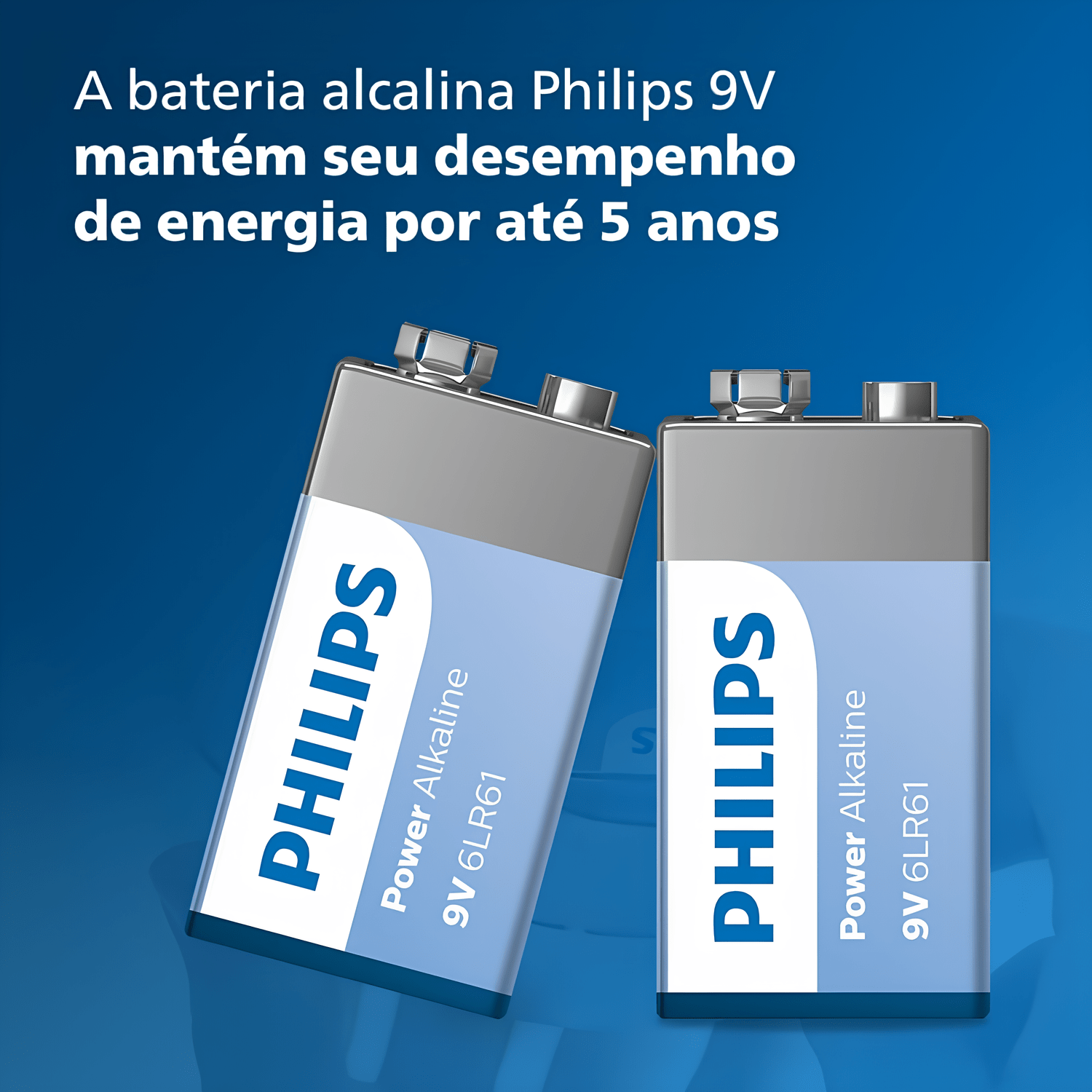 Bateria Alcalina Philips 6LR61 9V - 6LR61P1B/59, 1 Unidade Bateria Alcalina Philips 6LR61 9V - 6LR61P1B/59, 1 Unidade