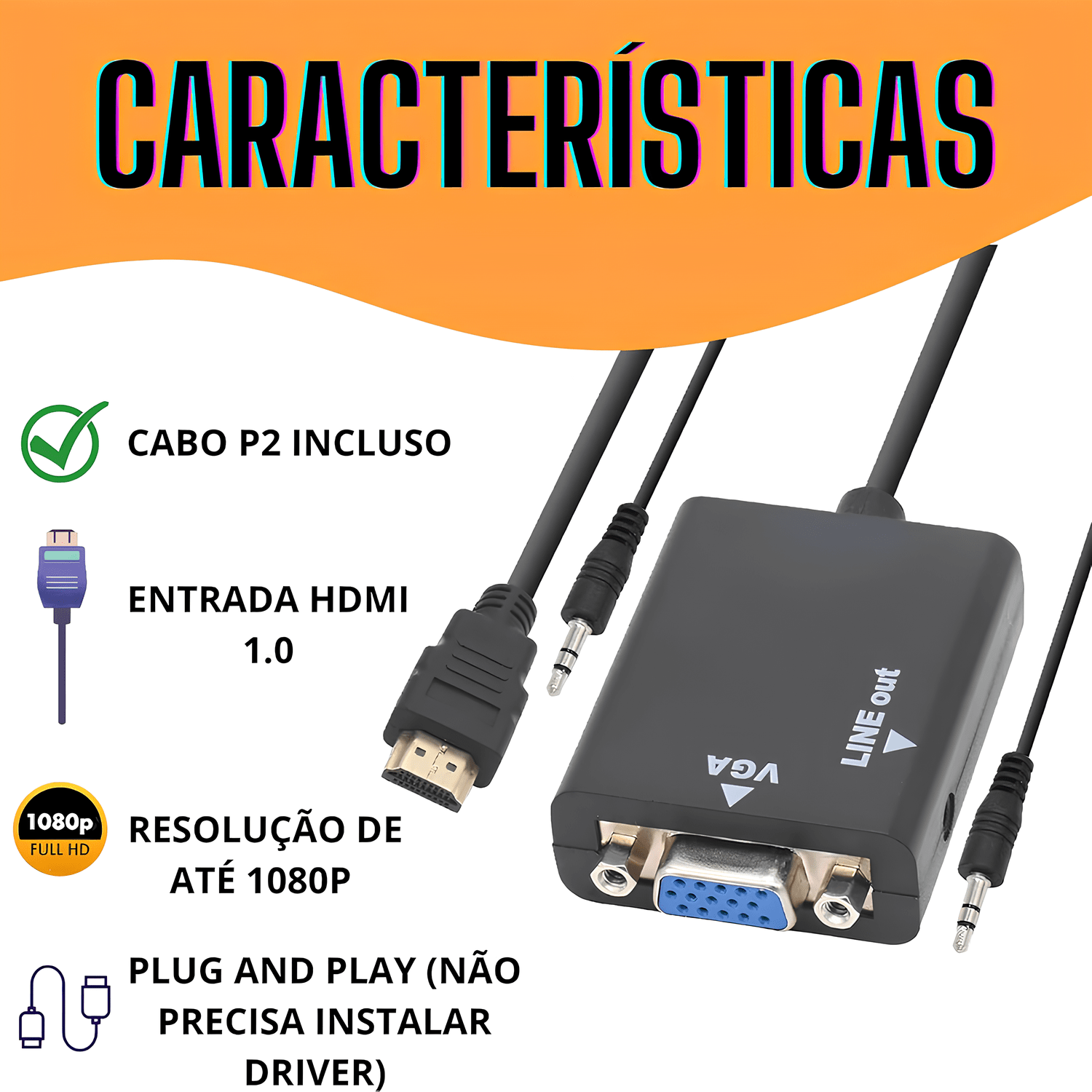 CABO CONVERSOR HDMI M X VGA FP2 ADP-HDMIVGA20BK CABO CONVERSOR HDMI M X VGA FP2 ADP-HDMIVGA20BK