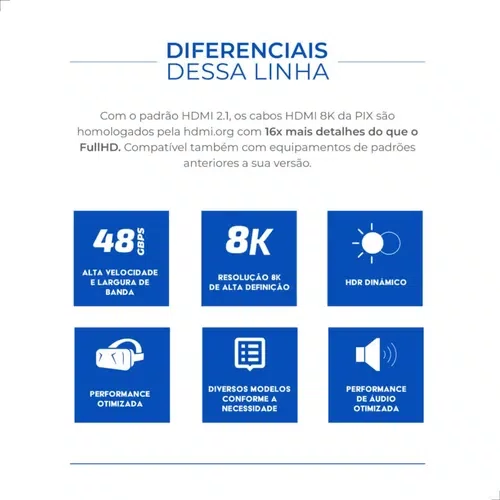 Cabo HDMI 2.1 8K HDR 1,5m Gold Pix 19P 0181015 Preto Cabo HDMI 2.1 8K HDR 1,5m Gold Pix 19P 0181015 Preto