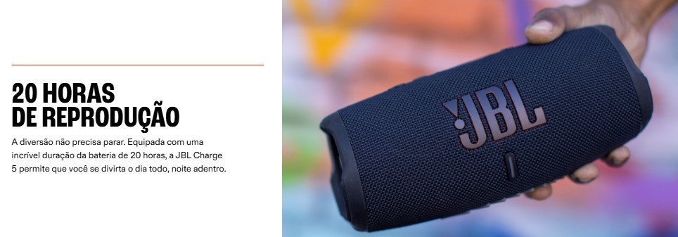 Caixa de Som Bluetooth Charge 5 Preta - Jbl Caixa de Som Bluetooth Charge 5 Preta - Jbl