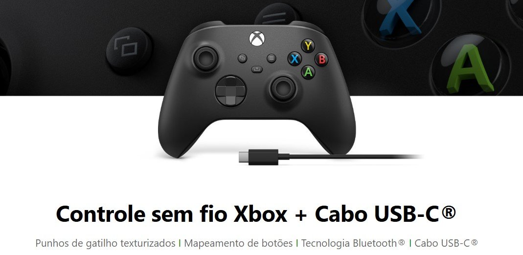 CONTROLE XBOX X/S SEM FIO COM BLUETOOTH + CABO USB-C 1V8-00013 PRETO CONTROLE XBOX X/S SEM FIO COM BLUETOOTH + CABO USB-C 1V8-00013 PRETO