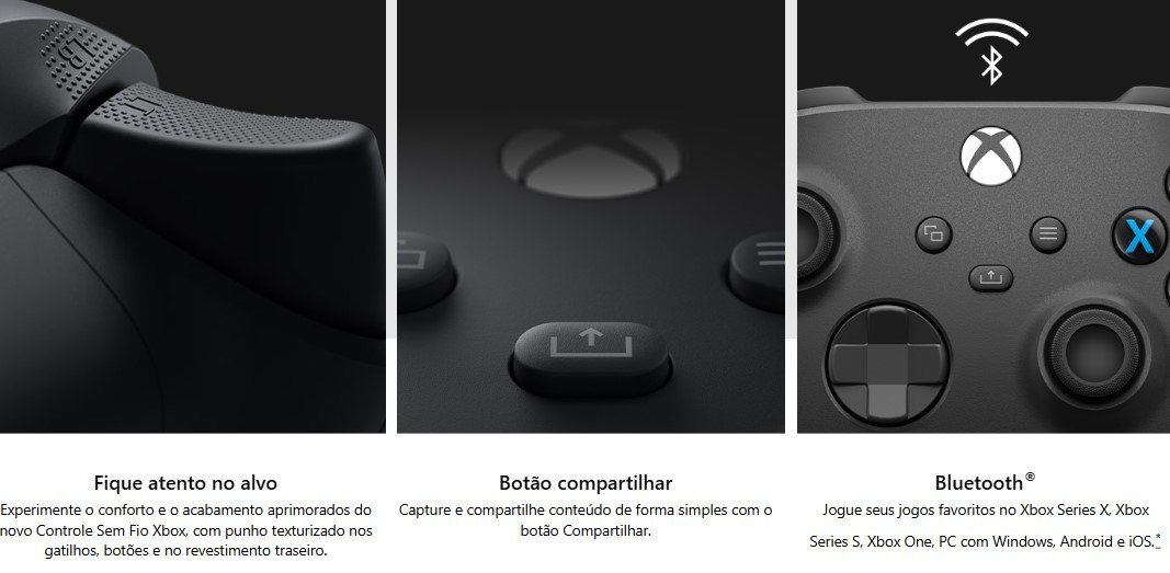 CONTROLE XBOX X/S SEM FIO COM BLUETOOTH + CABO USB-C 1V8-00013 PRETO CONTROLE XBOX X/S SEM FIO COM BLUETOOTH + CABO USB-C 1V8-00013 PRETO