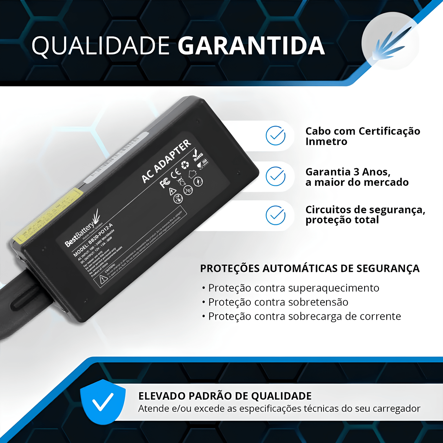Fonte Comp. p/ Notebook Positivo 12V 3A 36W 3.0x1.1mm BestBattery Fonte Comp. p/ Notebook Positivo 12V 3A 36W 3.0x1.1mm BestBattery