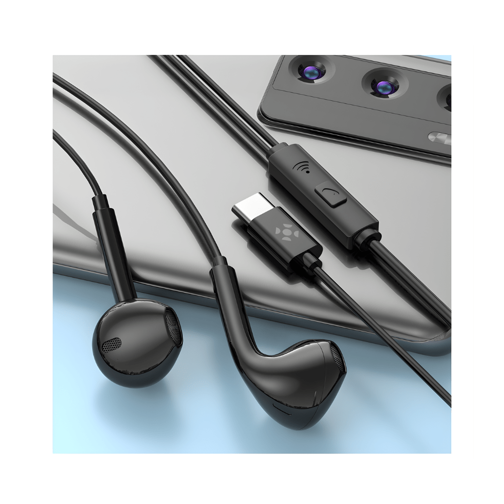 Fone de Ouvido Auricular Tipo-C 1,2m Fortrek EB210 Preto