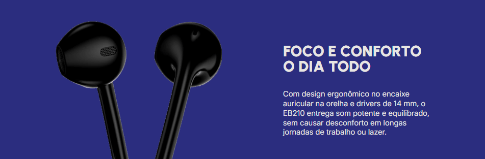Fone de Ouvido Auricular Tipo-C 1,2m Fortrek EB210 Preto