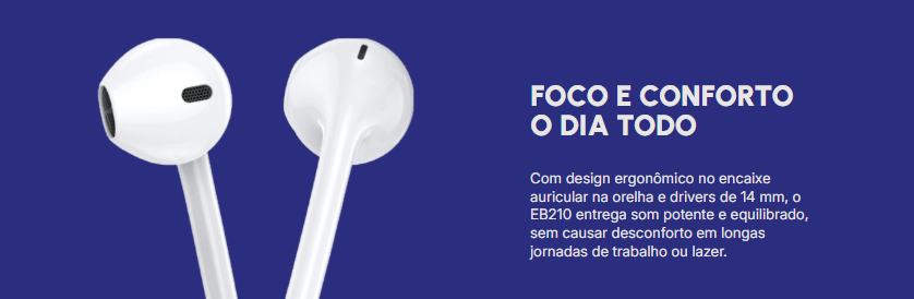 Fone de Ouvido Auricular Tipo-C 1,2m Fortrek EB210 Branco