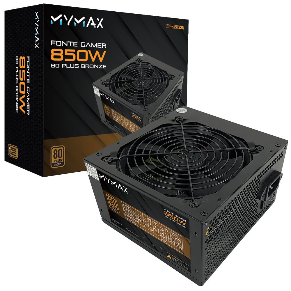 GAMEMAX Fonte Gamer GP650 80 Plus Bronze PFC Ativo Preta 650W, PRETO