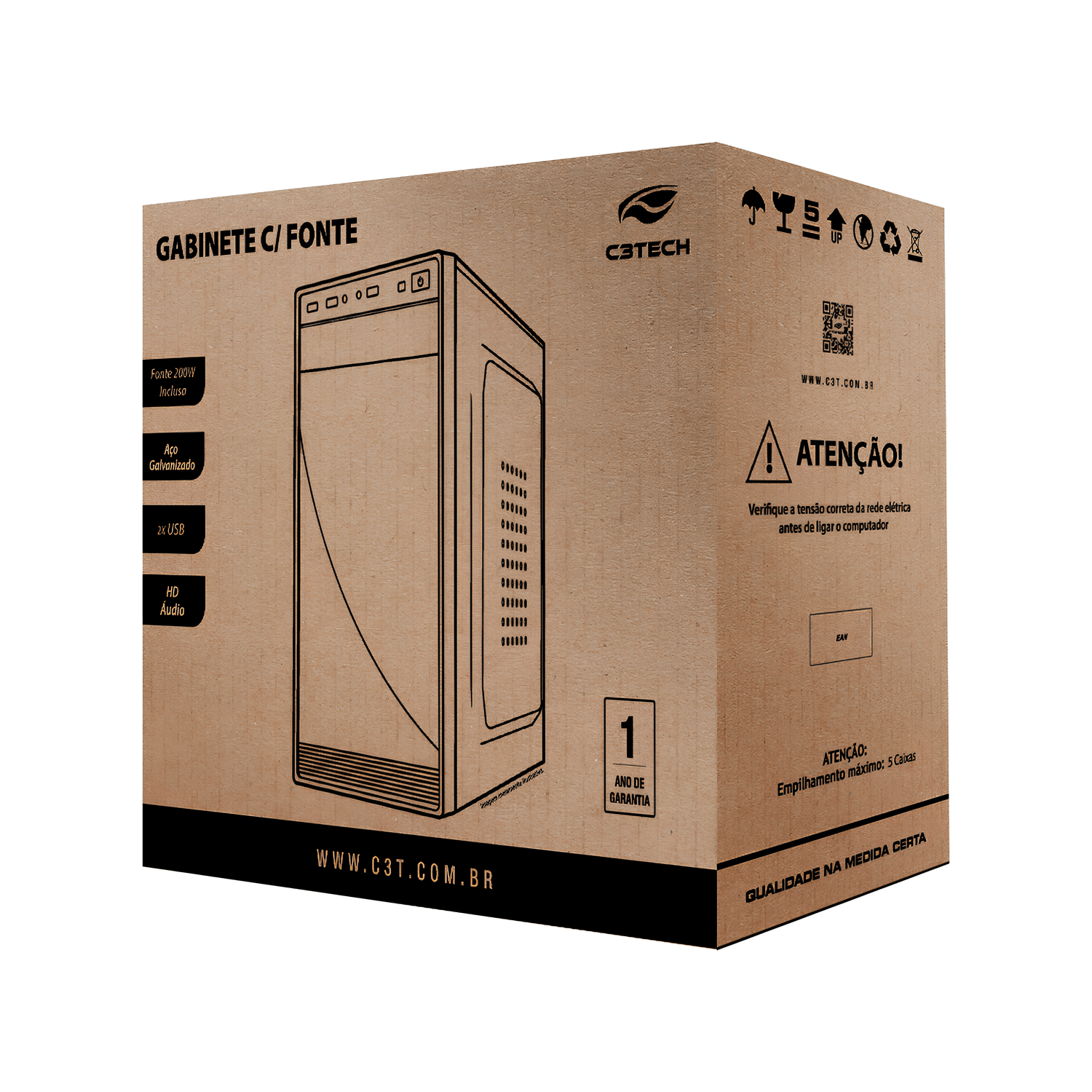 GABINETE MICRO-ATX C/FONTE 200W MT35BK  PRETO