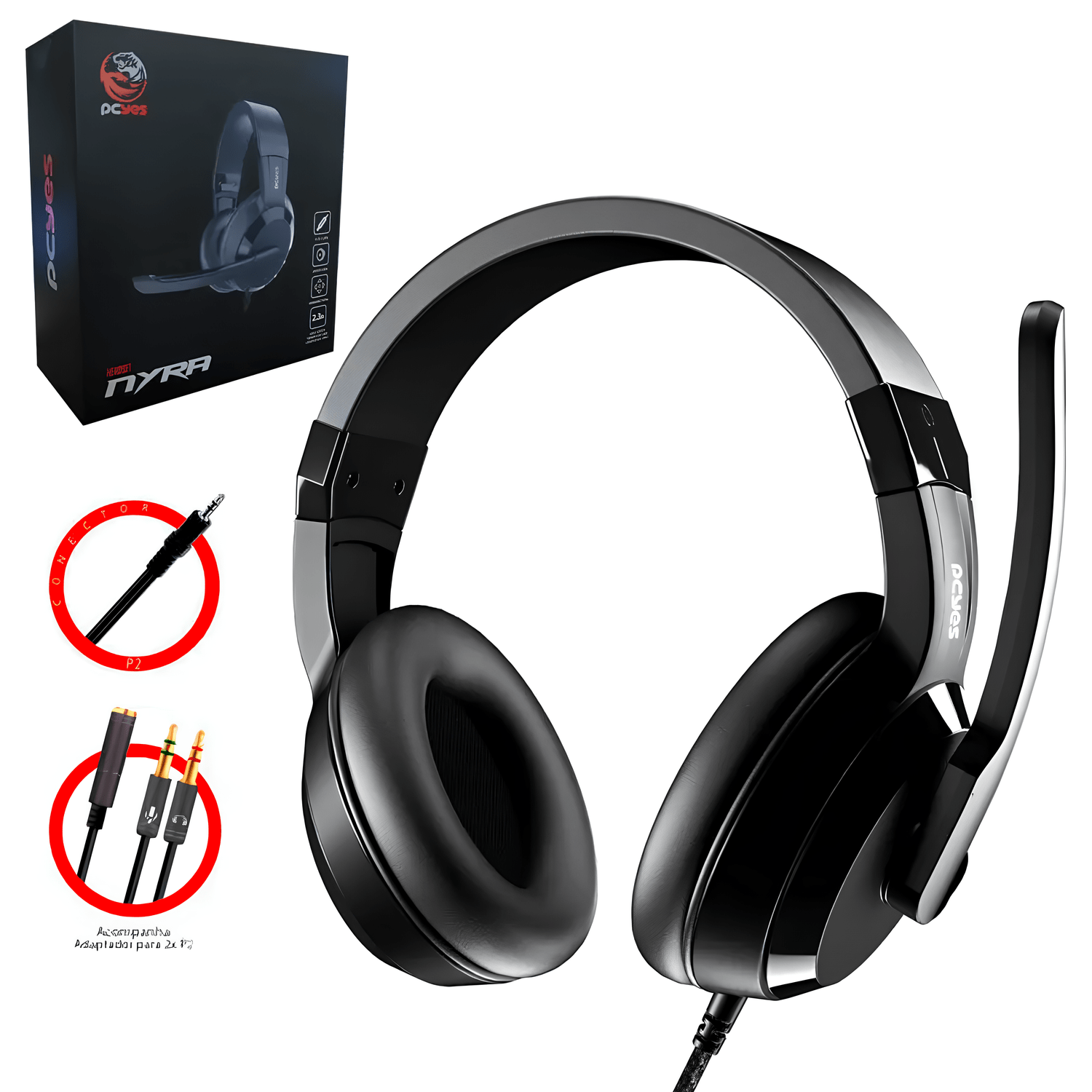 HEADSET GAMER P2/P3 2,3M NYRA PHN40 PRETO HEADSET GAMER P2/P3 2,3M NYRA PHN40 PRETO