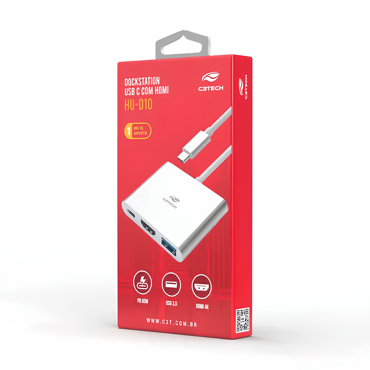 HUB USB TIPO-C 3.0 3 PORTAS C/SAIDA HDMI 4K HUD10SI PRATA