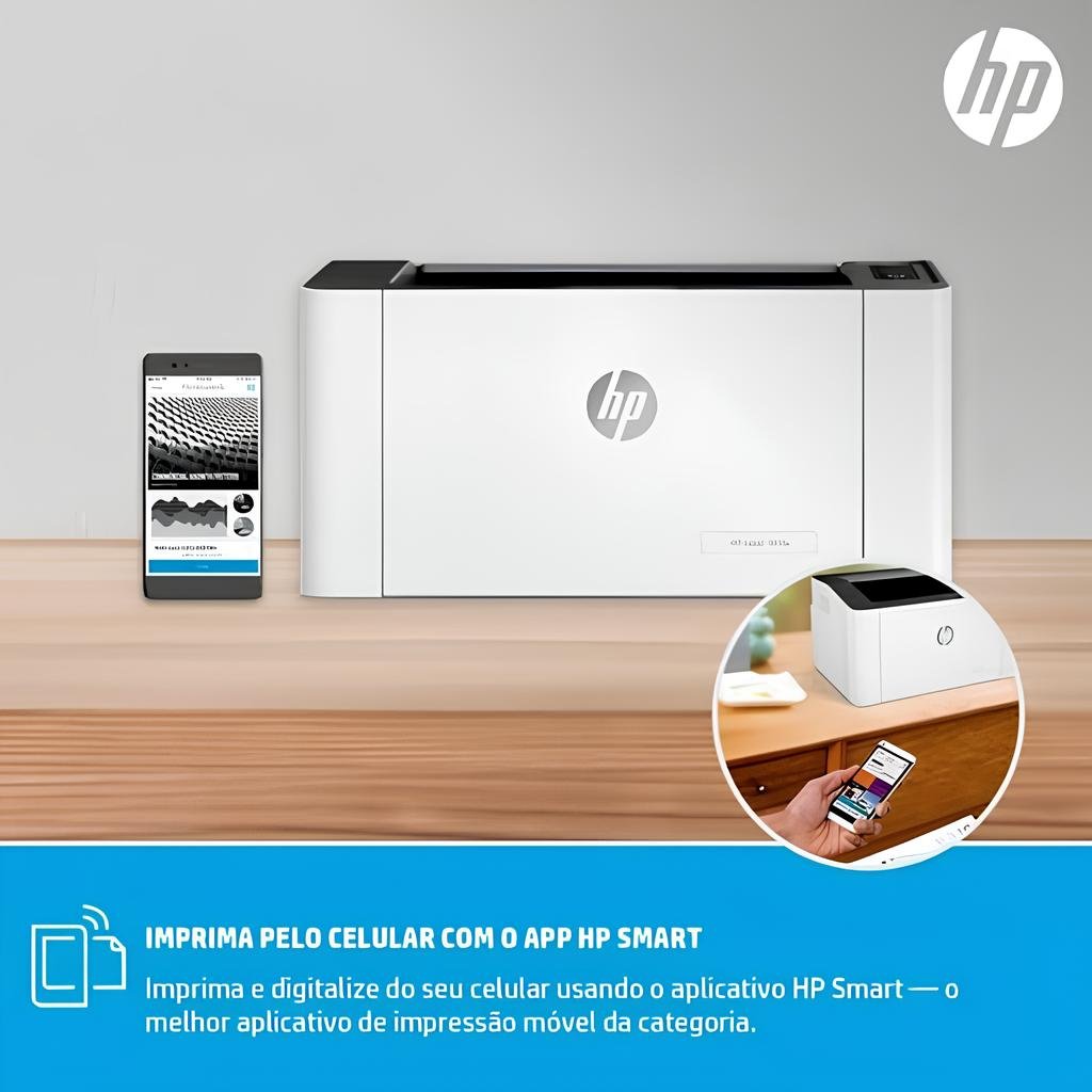 Impressora HP LaserJet 107w, Laser, Mono, 110V, Wi-fi, Branco Impressora HP LaserJet 107w, Laser, Mono, 110V, Wi-fi, Branco