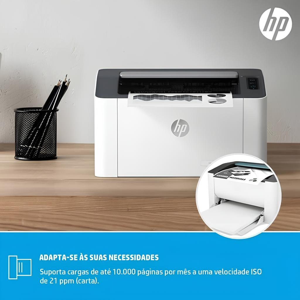 Impressora HP LaserJet 107w, Laser, Mono, 110V, Wi-fi, Branco Impressora HP LaserJet 107w, Laser, Mono, 110V, Wi-fi, Branco