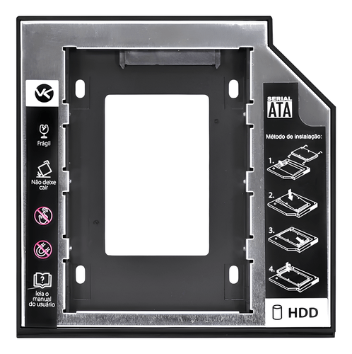Adaptador Caddy AC-95, 9.5mm, Para HD/SSD 2.5" SATA no Lugar do Leitor de DVD