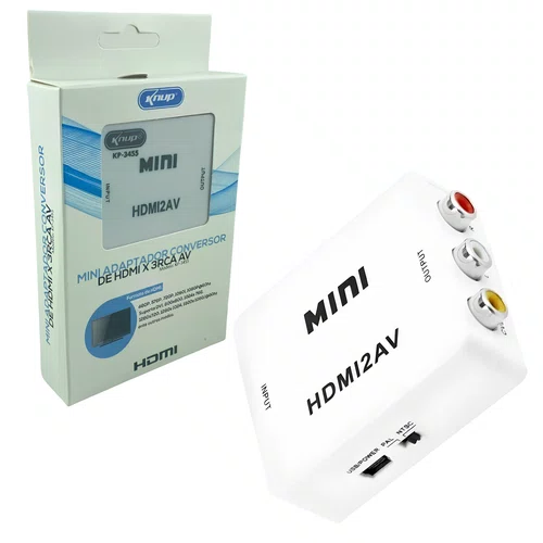 Adaptador/Conversor HDMI Fêmea para RCA Fêmea KP-3455 Branco