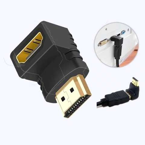 ADAPTADOR HDMI MACHO P/HDMI FEMEA 90º PRETO 4K (3840x2160)
