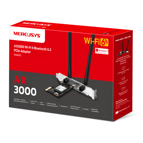 ADAPTADOR PCIE WI-FI 6 BLUETOOTH 5.2 X3000 MA80XE MERCUSYS