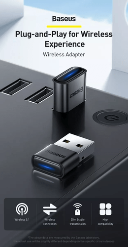 Adaptador USB Bluetooth 5.0,sem fio,Preto, Plug And Play,