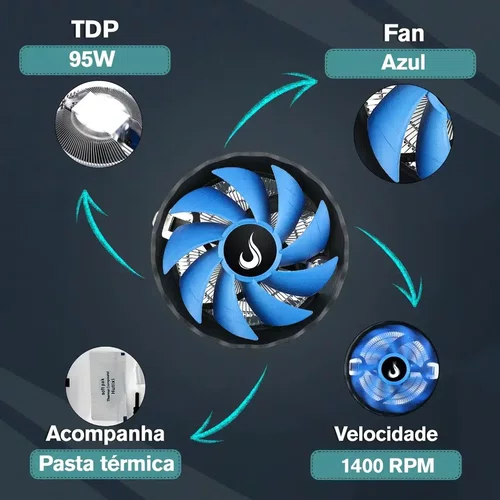 Air Cooler Rise Mode Gamer X2 120mm RM-ACX-02-BB Preto/Azul