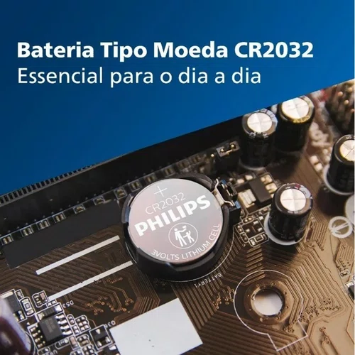 Bateria para Placa Mãe 3V Philips CR2032 Lithium Unidade