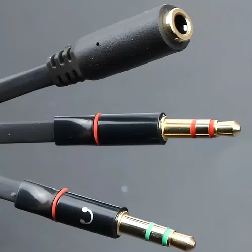 Cabo Adaptador de Áudio P3 Fêmea para 2x P2 Macho Preto