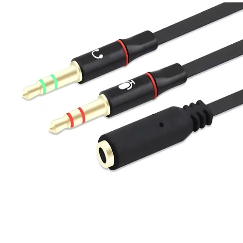 Cabo Adaptador de Áudio P3 Fêmea para 2x P2 Macho Preto