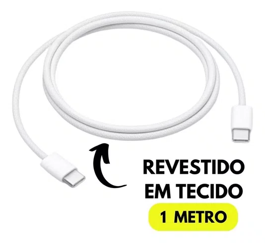 Cabo Compatível iPhone USB-C para USB-C 1m Premium Branco