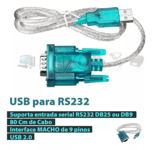 Cabo Serial Conversor Usb 2.0 Rs232 Usb Gps Garmin Usb Vga Cor Azul