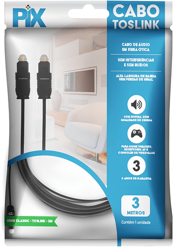 CABO DE AUDIO DIGITAL OPTICO TOSLINK BASIC 3M PRETO