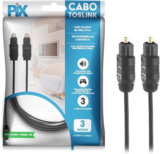 CABO DE AUDIO DIGITAL OPTICO TOSLINK BASIC 3M PRETO