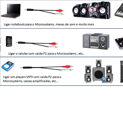 CABO DE AUDIO P2 VINIK MACHO/2RCA MACHO 1.5M PRETO P.CAIXA DE SOM