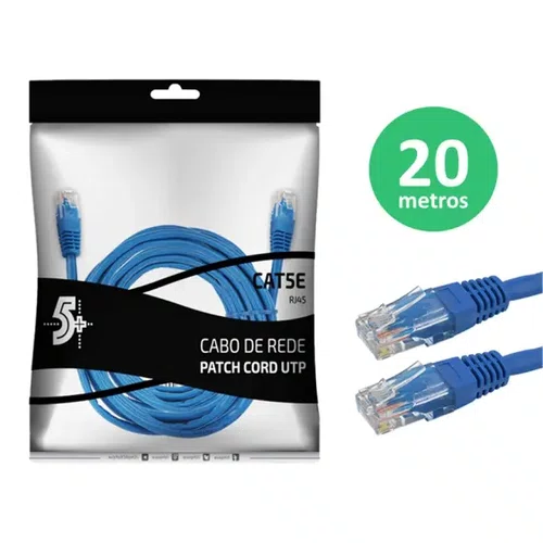 Cabo De Rede Internet Lan Utp Cat5e RJ45 20 Metros - 0181065 - CHIPSCE