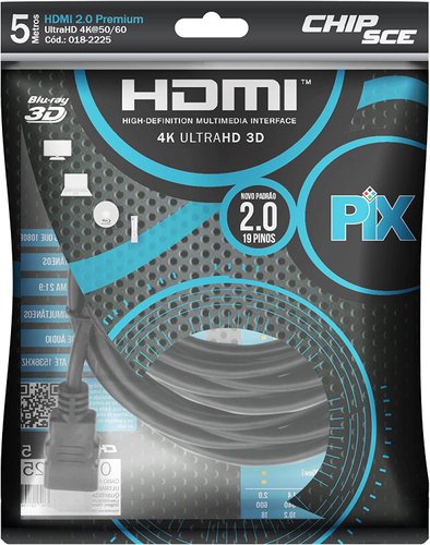 Cabo HDMI Áudio E Vídeo 5 Metros  2.0 4K PRETO - Pix