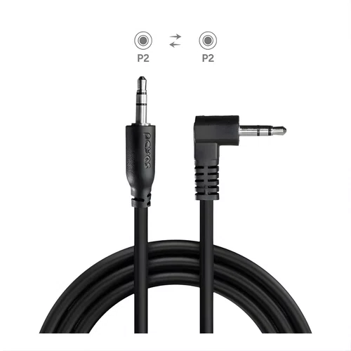 Cabo P2 3,5mm P/P2 3,5mm 90° 1 m PCYES P2PR-1 Preto