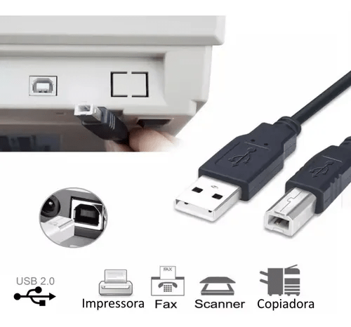 Cabo USB A/B 2.0 5 Metros Preto - DEX