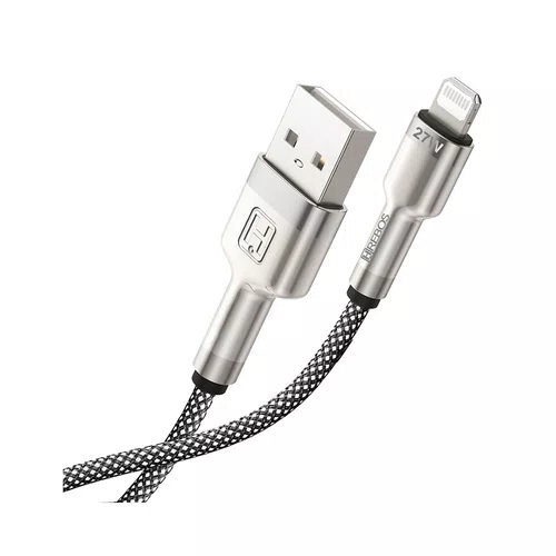Cabo USB-A P/Lightning 27W 2M Trançado Hrebos CB-252i Preto