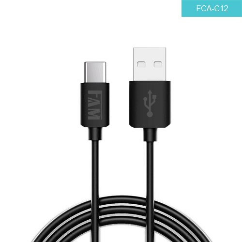 Cabo USB Tipo C 1,2 Metros 3A FCA-C12N PRETO - Fam
