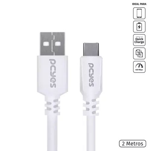 CABO USB TIPO C 2M USB 2.0 PUACB-02 BRANCO