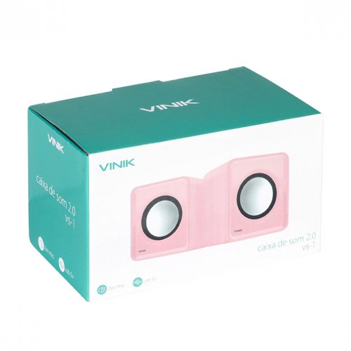 Caixa De Som 2.0 USB 2W RMS VS-01 Rosa