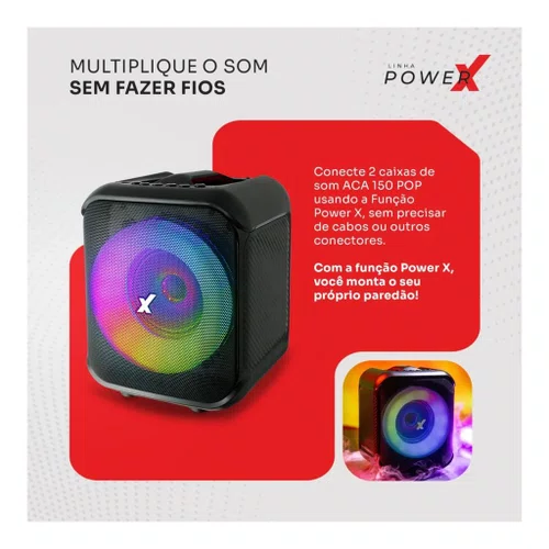 Caixa de Som Amplificada 150W RMS LED AMVOX ACA 150 POP