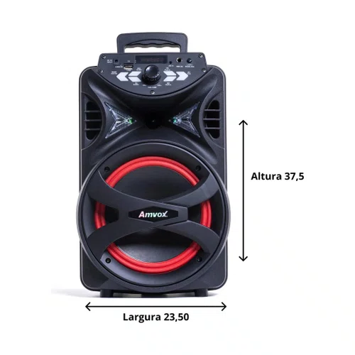 Caixa de Som Amplificada Bluetooth 250W RMS LED AMVOX ACA 255 HIT