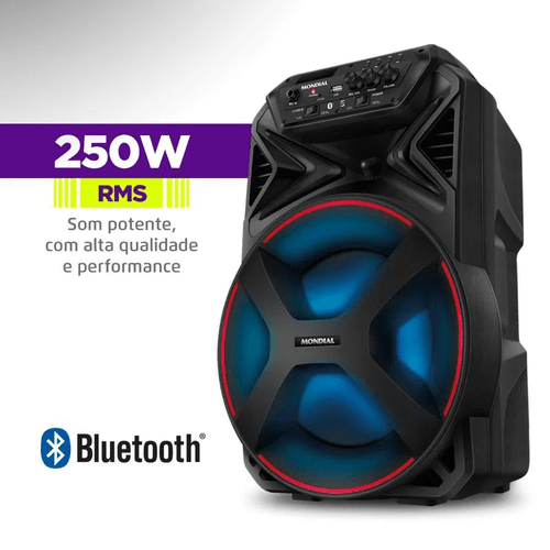Caixa De Som Amplificada Bluetooth Party Plus CM-250 Preta - MONDIAL