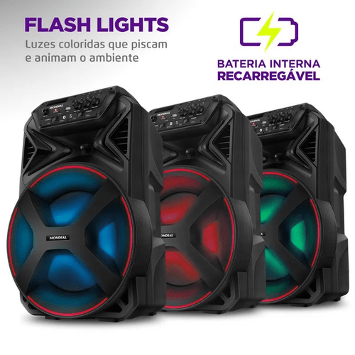 Caixa De Som Amplificada Bluetooth Party Plus CM-250 Preta - MONDIAL