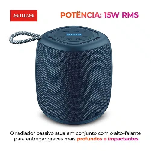 Caixa de Som Bluetooth 15W IPX4 RGB Aiwa AWS-SP-03-BL Azul