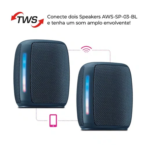 Caixa de Som Bluetooth 15W IPX4 RGB Aiwa AWS-SP-03-BL Azul