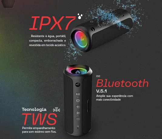 Caixa de Som Bluetooth 30W Hi Level Sound Lite Preta