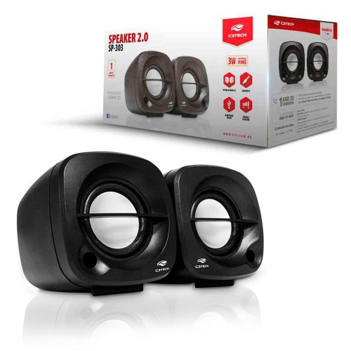 Caixa De Som Sp-303bk Speaker 2.0 P2 3,5mm Preto - C3Tech