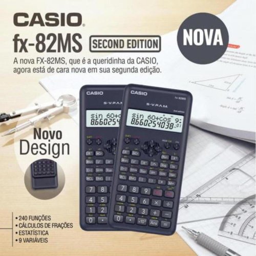 Calculadora Científica 12 Dígitos 240 Funções Display Grande Preta - Ffx82Ms2S4Dh - Cassio