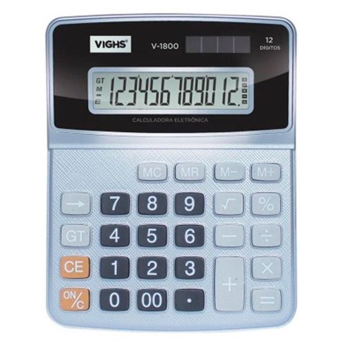 Calculadora De Mesa 12 Dígitos V-1800 Prata - VIGHS